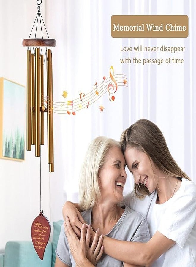 Bitnex Large Aluminium Wind Chimes,27 Inch 6 Rustproof Aluminum Tubes Wooden Wind Bell Sympathy Romantic Wind Chimes for Outside, Best Gift for Outdoor, Garden, Patio Decoration (Golden) - Image 2